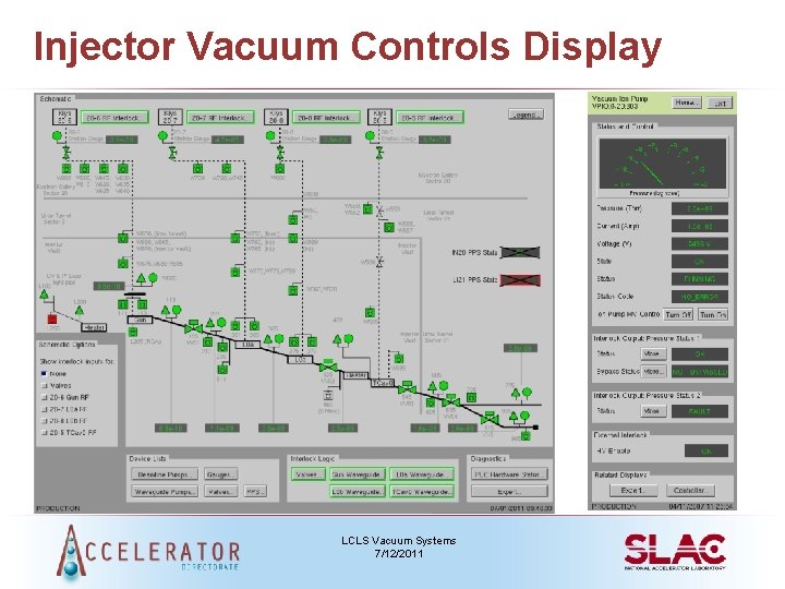 Injector Vacuum Controls Display LCLS Vacuum Systems 7/12/2011 