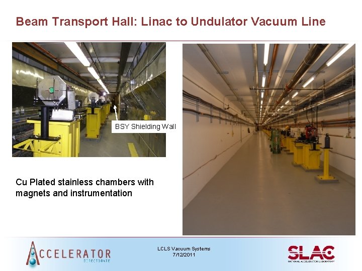 Beam Transport Hall: Linac to Undulator Vacuum Line BSY Shielding Wall Cu Plated stainless