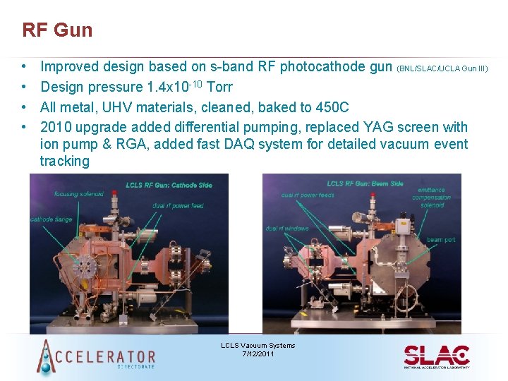 RF Gun • • Improved design based on s-band RF photocathode gun (BNL/SLAC/UCLA Gun