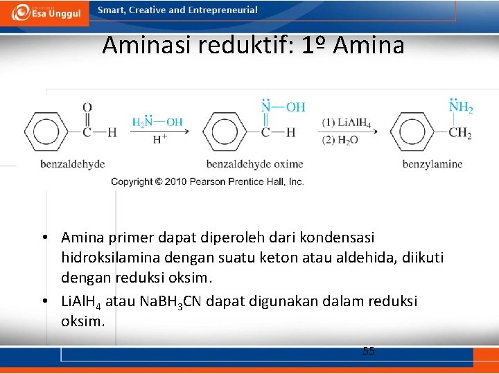 Aminasi reduktif: 1º Amina • Amina primer dapat diperoleh dari kondensasi hidroksilamina dengan suatu