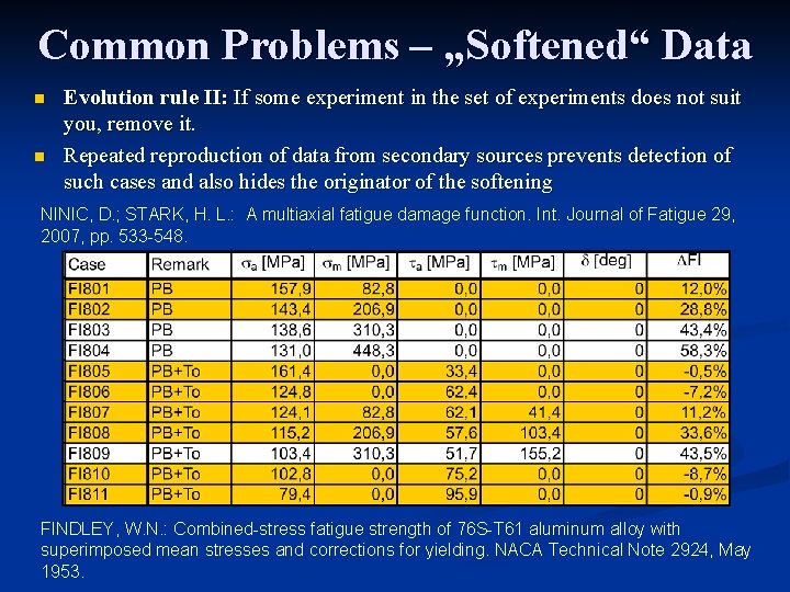 Common Problems – „Softened“ Data n n Evolution rule II: If some experiment in