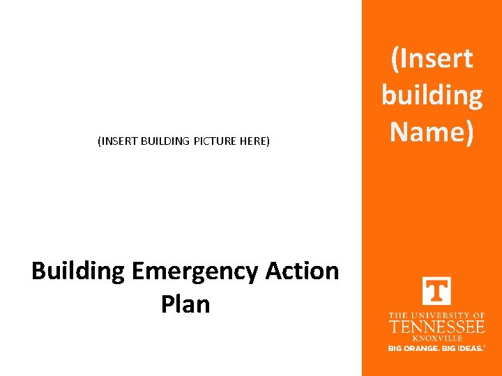 (INSERT BUILDING PICTURE HERE) Building Emergency Action Plan (Insert building Name) 