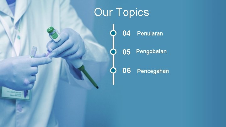 Our Topics 04 Penularan 05 Pengobatan 06 Pencegahan 