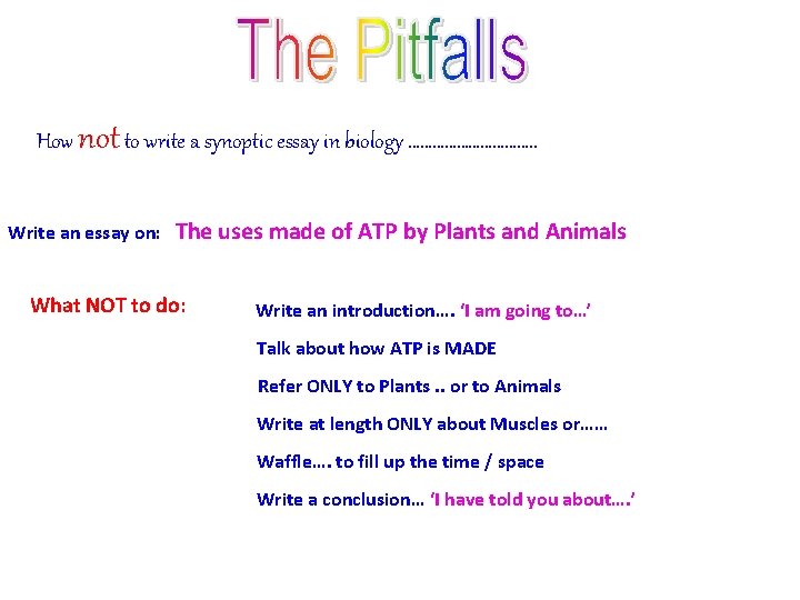 How not to write a synoptic essay in biology ……………. . Write an essay