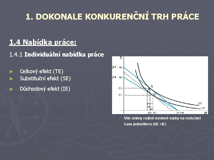 1. DOKONALE KONKURENČNÍ TRH PRÁCE 1. 4 Nabídka práce: 1. 4. 1 Individuální nabídka