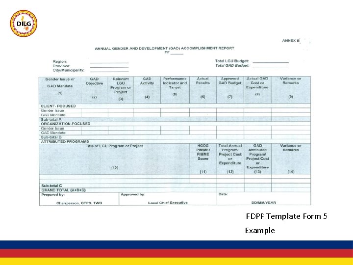 FDPP Template Form 5 Example 