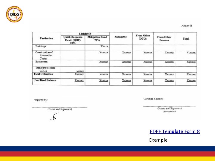 FDPP Template Form 8 Example 