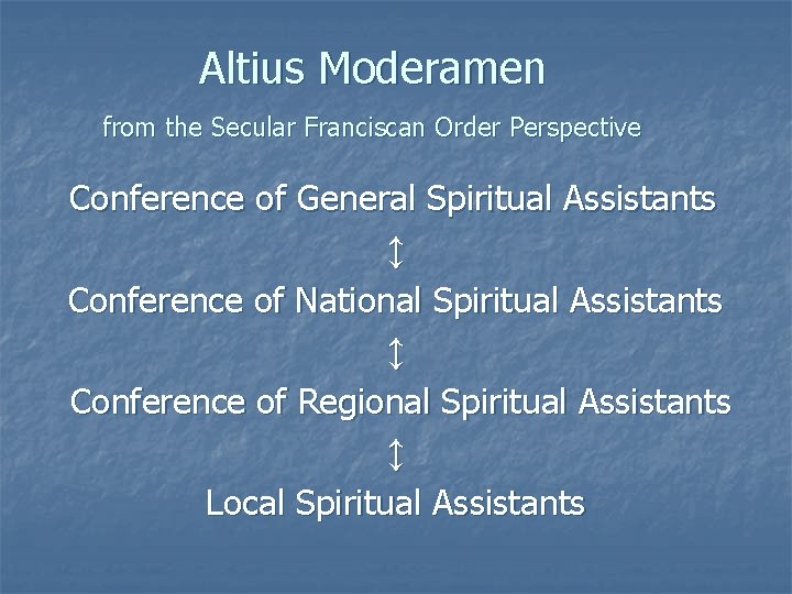 Altius Moderamen from the Secular Franciscan Order Perspective Conference of General Spiritual Assistants ↕