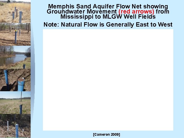 Memphis Sand Aquifer Flow Net showing Groundwater Movement (red arrows) from Mississippi to MLGW
