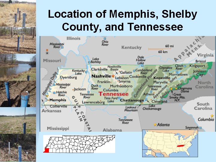 Location of Memphis, Shelby County, and Tennessee 