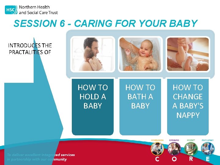 SESSION 6 - CARING FOR YOUR BABY INTRODUCES THE PRACTALITIES OF HOW TO HOLD