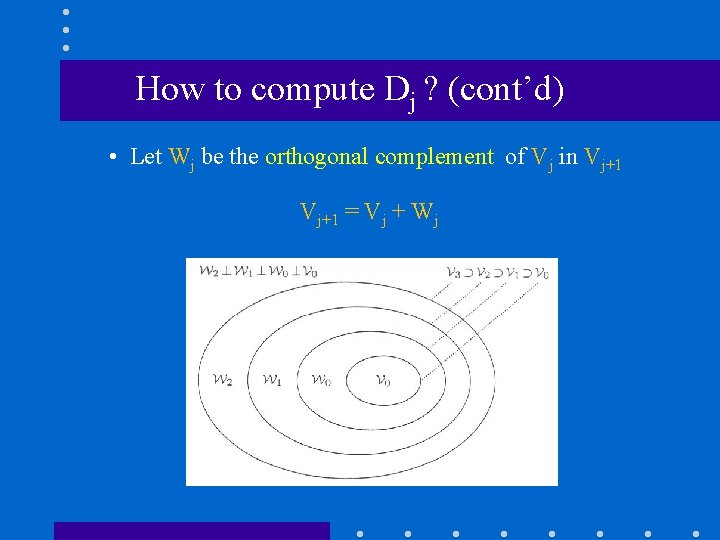 How to compute Dj ? (cont’d) • Let Wj be the orthogonal complement of
