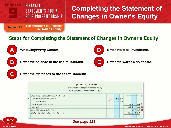 Completing the Statement of Changes in Owner’s Equity Section 9. 2 The Statement of