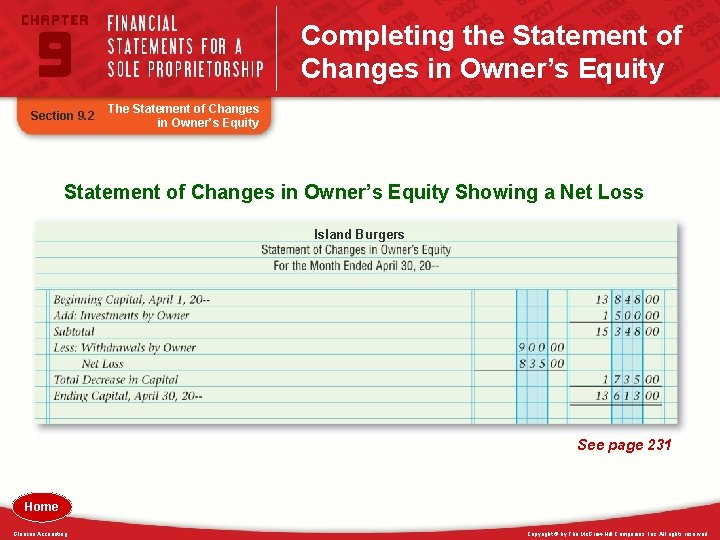 Completing the Statement of Changes in Owner’s Equity Section 9. 2 The Statement of