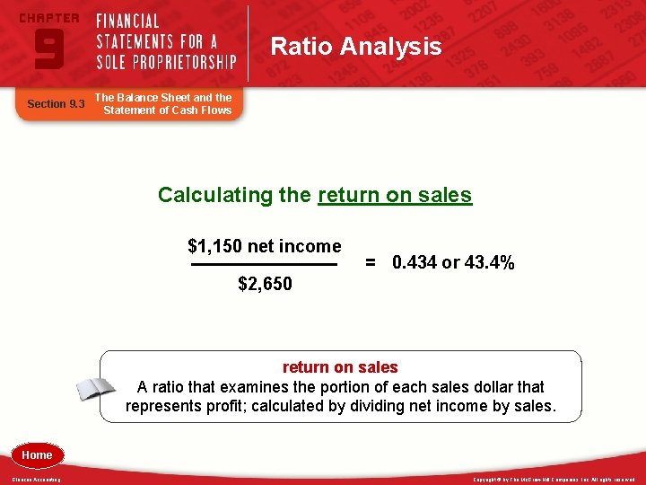 Ratio Analysis Section 9. 3 The Balance Sheet and the Statement of Cash Flows