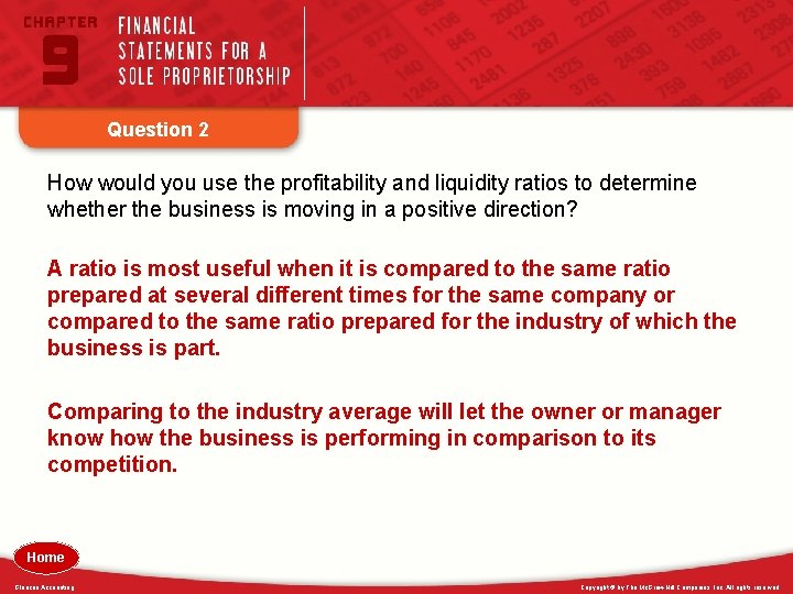 Question 2 How would you use the profitability and liquidity ratios to determine whether