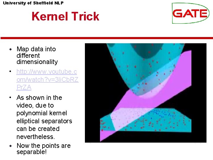 University of Sheffield NLP Kernel Trick • Map data into different dimensionality • http: