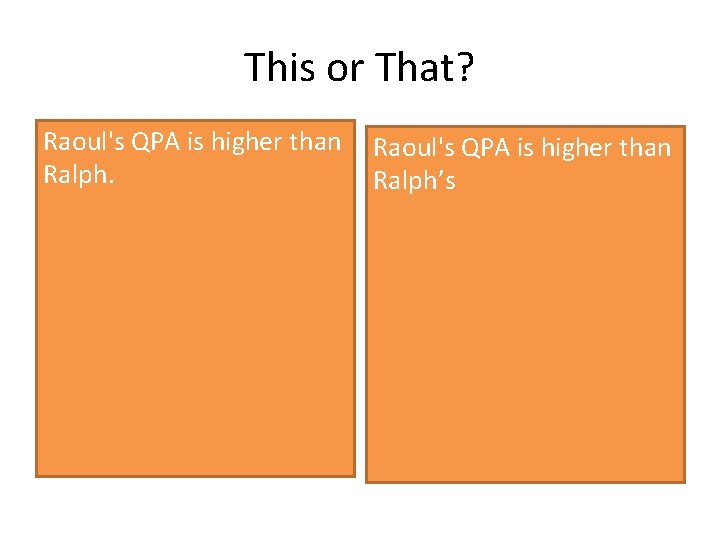 This or That? Raoul's QPA is higher than Ralph’s 