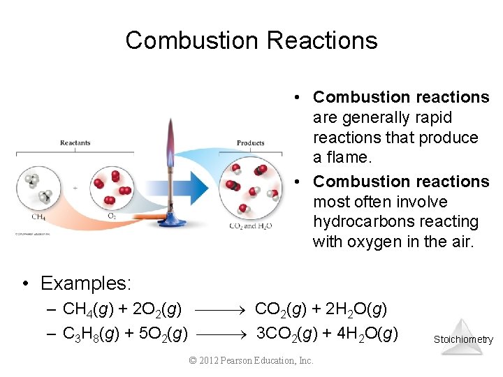 Combustion Reactions • Combustion reactions are generally rapid reactions that produce a flame. •