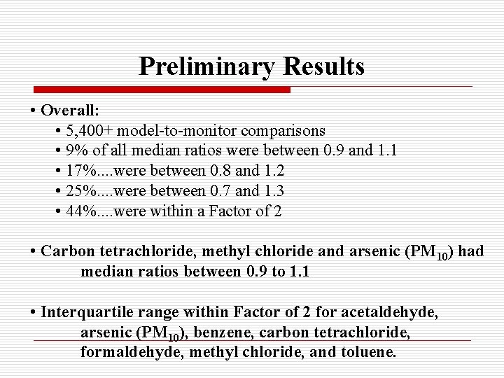 Preliminary Results • Overall: • 5, 400+ model-to-monitor comparisons • 9% of all median