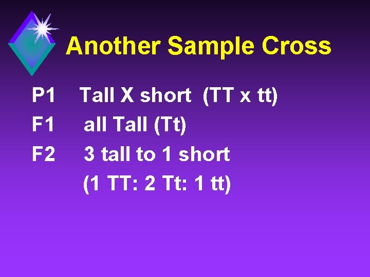 Another Sample Cross P 1 F 2 Tall X short (TT x tt) all