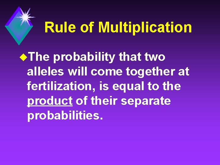 Rule of Multiplication u. The probability that two alleles will come together at fertilization,