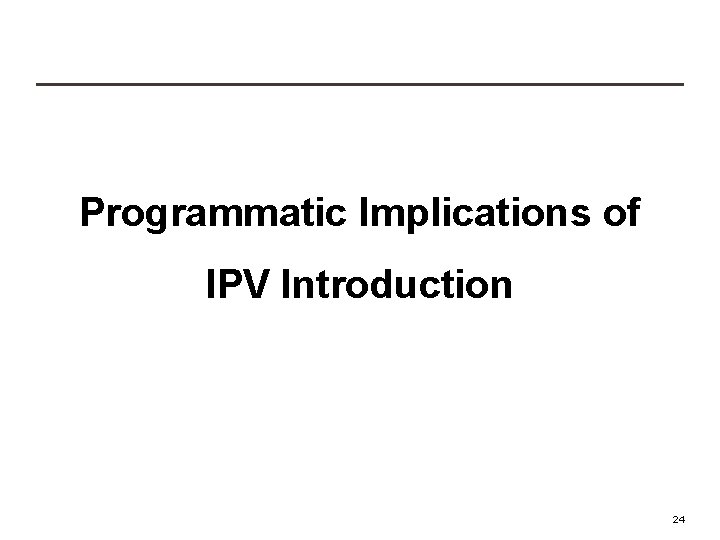 Programmatic Implications of IPV Introduction 11/5/2020 IPV introduction 24 