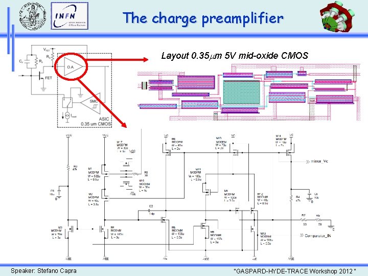 The charge preamplifier Layout 0. 35 mm 5 V mid-oxide CMOS Speaker: Stefano Capra