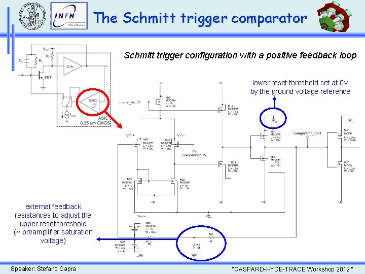 The Schmitt trigger comparator Schmitt trigger configuration with a positive feedback loop lower reset