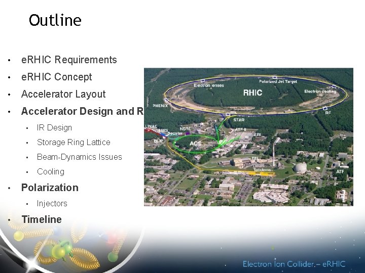 Outline • e. RHIC Requirements • e. RHIC Concept • Accelerator Layout • Accelerator