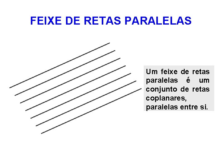 FEIXE DE RETAS PARALELAS Um feixe de retas paralelas é um conjunto de retas