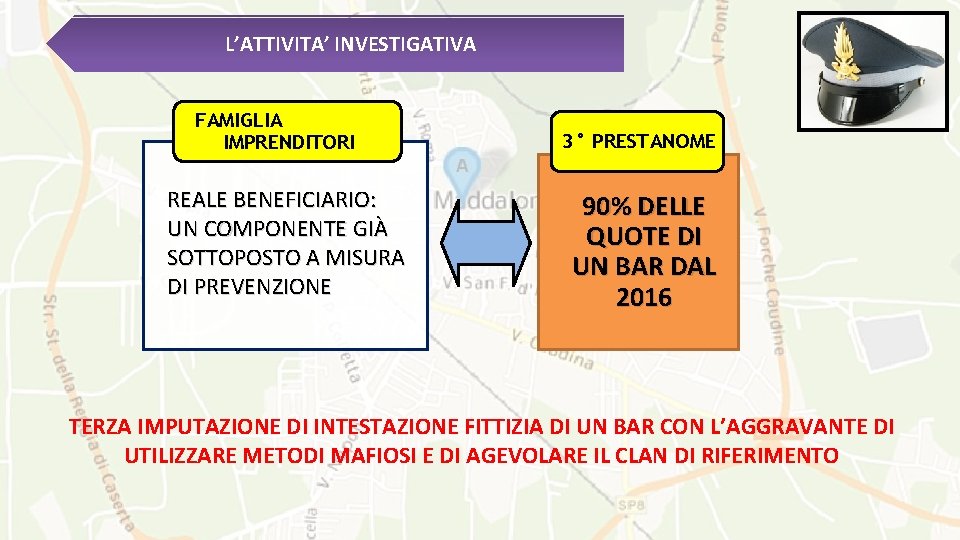 L’ATTIVITA’ INVESTIGATIVA FAMIGLIA IMPRENDITORI REALE BENEFICIARIO: UN COMPONENTE GIÀ SOTTOPOSTO A MISURA DI PREVENZIONE