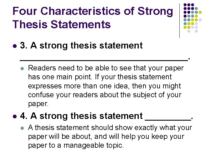 thesis statement 4 characteristics