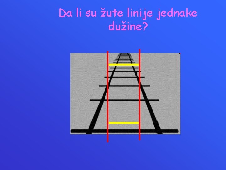 Da li su žute linije jednake dužine? 