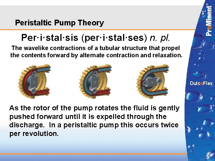 Peristaltic Pump Theory Per·i·stal·sis (per·i·stal·ses) n. pl. The wavelike contractions of a tubular structure