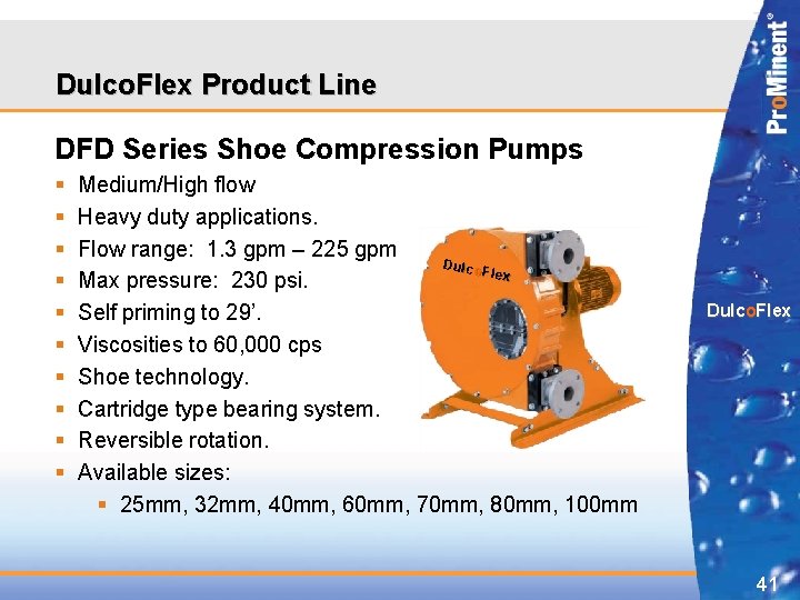 Dulco. Flex Product Line DFD Series Shoe Compression Pumps § § § § §