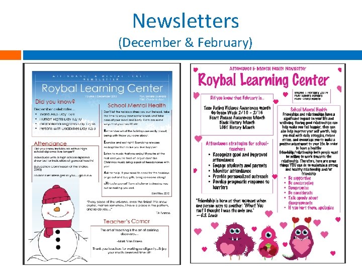 Newsletters (December & February) 