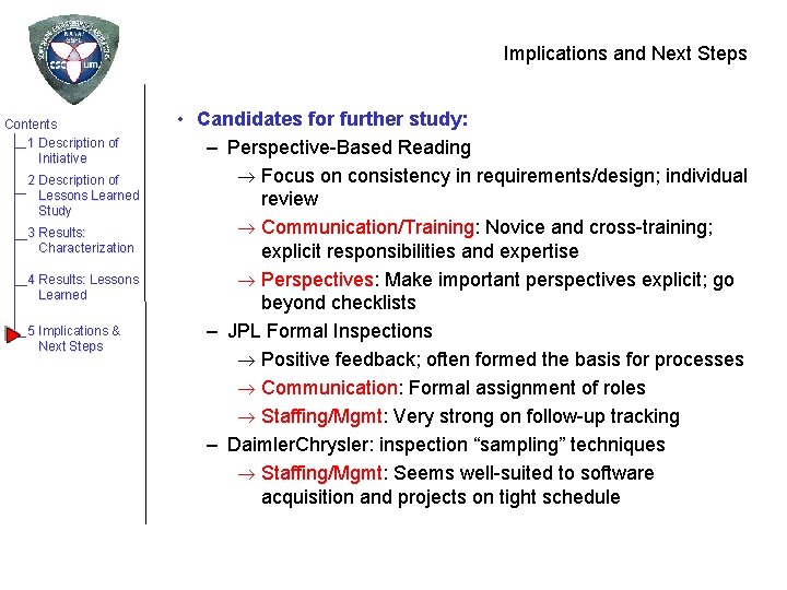 Implications and Next Steps Contents 1 Description of Initiative 2 Description of Lessons Learned