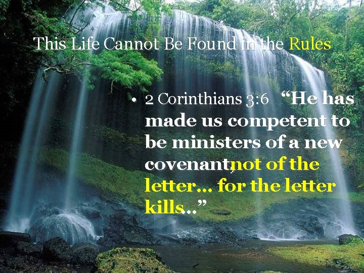 This Life Cannot Be Found in the Rules • 2 Corinthians 3: 6 “He This Life Cannot Be Found in the Rules • 2 Corinthians 3: 6 “He