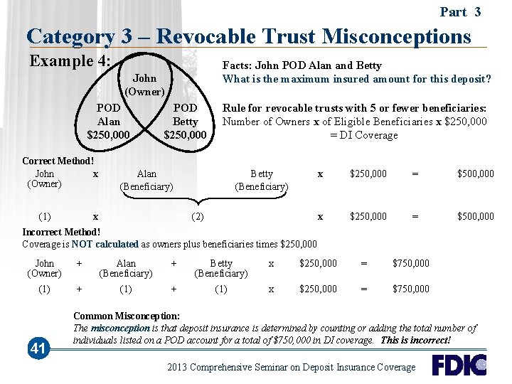 Part 3 Category 3 – Revocable Trust Misconceptions Example 4: Facts: John POD Alan