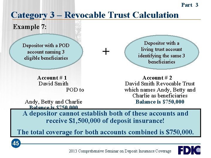 Part 3 Category 3 – Revocable Trust Calculation Example 7: Depositor with a POD