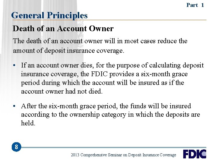 Part 1 General Principles Death of an Account Owner The death of an account