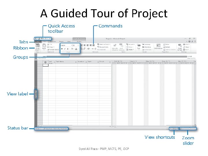 A Guided Tour of Project Syed Ali Raza - PMP, MCTS, PE, OCP A Guided Tour of Project Syed Ali Raza - PMP, MCTS, PE, OCP