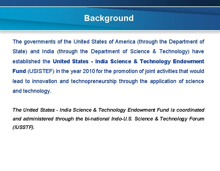 Background The governments of the United States of America (through the Department of State)