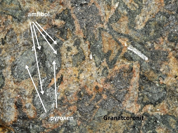  amfibol pyroxen Granatcoronit 