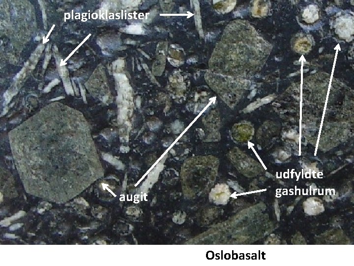 plagioklaslister udfyldte gashulrum augit Oslobasalt 