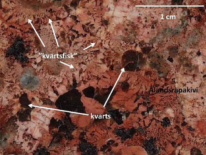 1 cm ”kvartsfisk” Ålandsrapakivi kvarts 