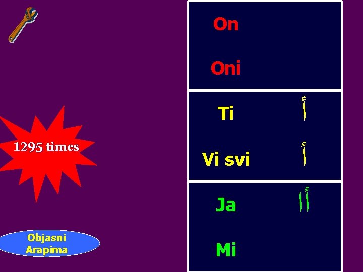 On Oni Ti 1295 times Vi svi Ja Objasni Arapima Mi ﺃ ﺃ ﺃﺍ