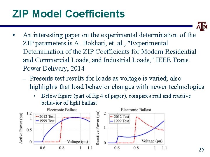 ZIP Model Coefficients • An interesting paper on the experimental determination of the ZIP