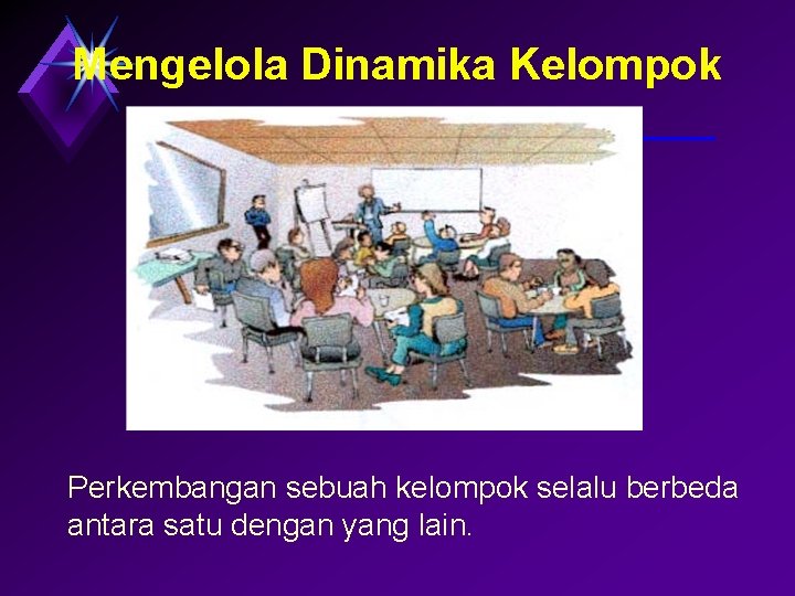 Mengelola Dinamika Kelompok Perkembangan sebuah kelompok selalu berbeda antara satu dengan yang lain. 